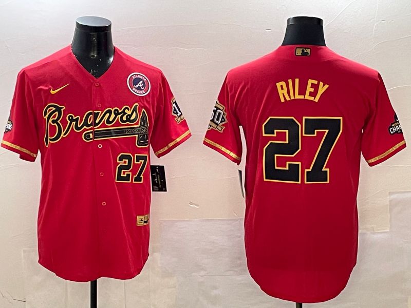Men Atlanta Braves 27 Riley Red Gold Game Nike 2025 MLB Jersey style 1